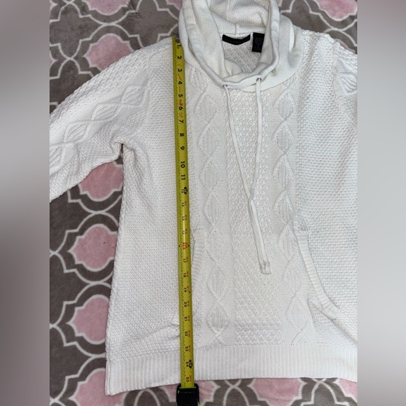 Preswick & Moore Winter White Cable Knit Cowl Neck Holiday Sweater Size M - Picture 6 of 8